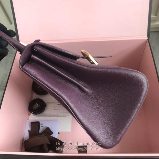 DELVAUX女包 2019春夏最新色 專櫃原廠皮 德爾沃女手提包 DV0020玫紫 小號Delvaux單肩包  fcs1148